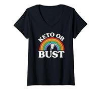 Mujer Ketogenic Diet Keto Or Bust Western Cow Skull Retro Camiseta Cuello V