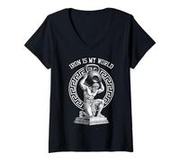Mujer Kettlebell Greek God Gym Iron My World, Divertido Entrenamiento Muscular Camiseta Cuello V