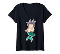 Mujer Kewpie Baby Capricornio Zodiac Sea Goat Camiseta Cuello V
