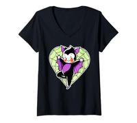 Mujer Kewpie Baby Vampire Bat Spiderweb Heart Camiseta Cuello V
