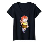 Mujer Kewpie Bebé Lindo Pelirroja Ojo Verde Chica Estu Camiseta Cuello V