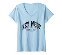 Mujer Key West Florida Keys vacaciones en la playa West Key West Souvenir Camiseta Cuello V