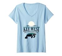 Mujer Key West Maná La Concha República Florida Atardecer Camiseta Cuello V