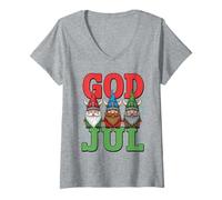 Mujer Ki God Jul Suecia Gnomo Sueco Feliz Navidad Escandinavo Camiseta Cuello V