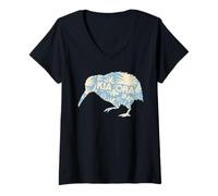 Mujer Kia Ora Kiwi Bird Nueva Zelanda Camiseta Cuello V