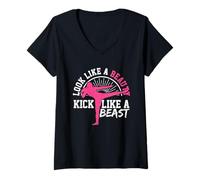Mujer Kick Boxing - Artes Marciales Karate Girl MMA Regalo Camiseta Cuello V