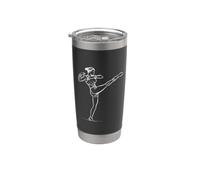 Mujer Kickboxer Sketch Artes Marciales Savate Vaso térmico de acero inoxidable de doble pared