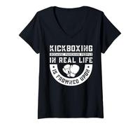 Mujer Kickboxing Because Punching People In Real Life Is Frowned U Camiseta Cuello V