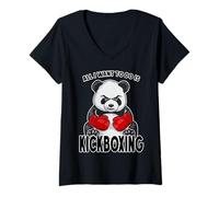 Mujer Kickboxing Panda, Todo lo Que Quiero Hacer es Cute Bear Kickboxer Camiseta Cuello V