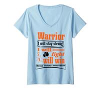 Mujer Kidney Cancer Warrior I Will Stay Strong I Will Fight I Will Camiseta Cuello V