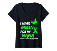 Mujer Kidney Disease I Wear Green For My Nana Ribbon Camiseta Cuello V