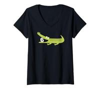 Mujer Kids 6 Six Year Old Alligator Funny Crocodile 6th Birthday Camiseta Cuello V