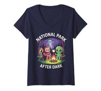 Mujer Kids Alien National Park After Dark Bigfoot Camp Crew Camiseta Cuello V