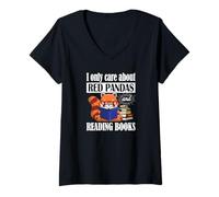 Mujer Kids Boys Girls Cute Kawaii Reading Books Red Panda Lover Camiseta Cuello V