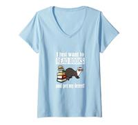 Mujer Kids Boys Girls Read Books & Pet My Ferret Lover Camiseta Cuello V