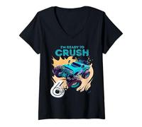 Mujer Kids I'm Ready to Crush 6 Monster Truck 6 años de Edad cumpleaños Camiseta Cuello V