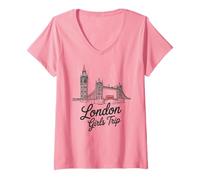 Mujer Kids Londres UK Girls Trip Trip Sassy Vacay All Girls Sisters Camiseta Cuello V
