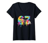 Mujer Kids Meme 67 Six 6 Seven 7 Icecream Drip Zapato de Red de Voleibol Camiseta Cuello V