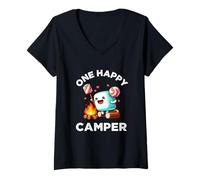 Mujer Kids One Happy Camper Baby Girl Marshmallow Camping Camiseta Cuello V