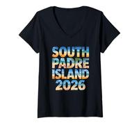 Mujer Kids South Padre Island 2026 Vacaciones City Trip BFF Mamá Camiseta Cuello V