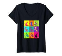 Mujer Kimono de Yoga Retro con diseño de Gatos japoneses Ukiyo-e Art Camiseta Cuello V