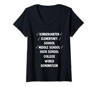 Mujer Kindergarten Escuela Primaria Media High Graduación Divertido Camiseta Cuello V