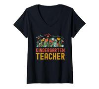 Mujer Kindergarten Teacher - Wildflower Back to School Camiseta Cuello V