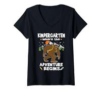 Mujer Kindergarten The Adventure Begins Back To School Bigfoot Camiseta Cuello V
