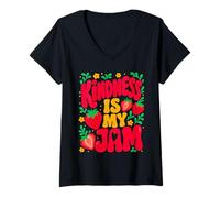 Mujer Kindness Is My Jam Mental Health T-Shirt Positivity Design Camiseta Cuello V