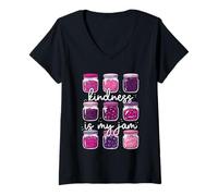 Mujer Kindness Is My Jam Teaher Inspiración Inclusión Igualdad Camiseta Cuello V