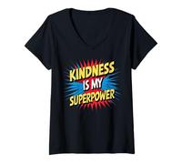 Mujer Kindness is My Superpower Anti Bullying Be Kind Comic Kids Camiseta Cuello V