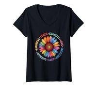 Mujer Kindness Peace Equality Love Inclusion Hope Diversity Unity Camiseta Cuello V