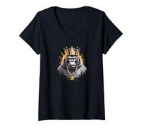 Mujer King Gang Gorilla Primate Hip Hop Graphic Apparel Camiseta Cuello V