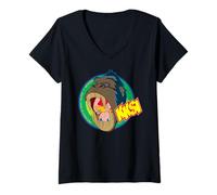 Mujer King Kong Skull Island Mitsume Gorilla Pose Anime Clásico Camiseta Cuello V