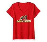 Mujer King Kong Skull Island Vs Gaw MonsterVerse Mash Stencil Stencil Camiseta Cuello V