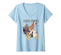 Mujer King Kong Skull Island X Mitsume Anime Manga Cyberpunk Kaiju Camiseta Cuello V