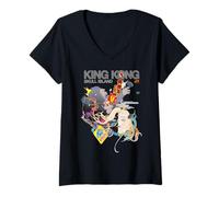 Mujer King Kong Skull Island X Mitsume Anime Manga Kaiju Cyberpunk Camiseta Cuello V