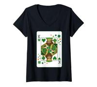Mujer King of Hearts Classic Card Game Irish Saint Patrick's Day Camiseta Cuello V