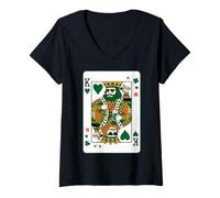 Mujer King of Hearts Classic Card Game Irish Saint Patrick's Day Camiseta Cuello V