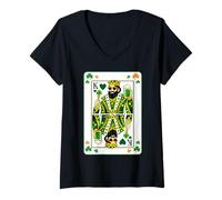 Mujer King of Hearts Classic Card Game Irish Saint Patrick's Day Camiseta Cuello V