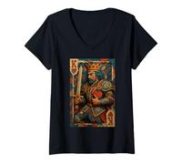 Mujer King of Hearts Playing Card Fantasy Paper Cut Lucky Poker Camiseta Cuello V