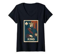 Mujer King Of Spades, jugadores de póquer, baraja de póquer, Hold 'Em Camiseta Cuello V