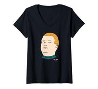 Mujer King of The Hill Bobby Hill Oversized Portrait Retro Cartoon Camiseta Cuello V