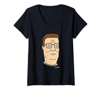 Mujer King of The Hill Hank Hill Oversized Portrait Retro Cartoon Camiseta Cuello V