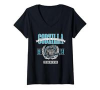 Mujer King of The Monsters 1954 Collegiate Varsity Logo Movie Camiseta Cuello V