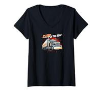 Mujer King of The Road Semi Trucker Driver Big Rig Design Camiseta Cuello V