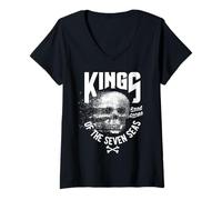 Mujer King of The Seven Seas Wild Abstract Skull Real Gangs Camiseta Cuello V