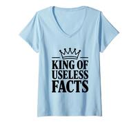 Mujer King of Useless Facts Funny Trivia Entusiasta Camiseta Cuello V
