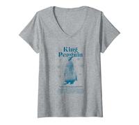 Mujer King Penguin Cute Encyclopedia Vintage Zoology Camiseta Cuello V