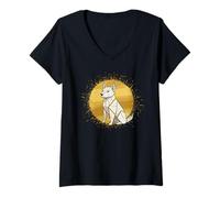 Mujer Kintsugi Origami Perro Japonés Mended Resiliencia WABI Sabi Camiseta Cuello V